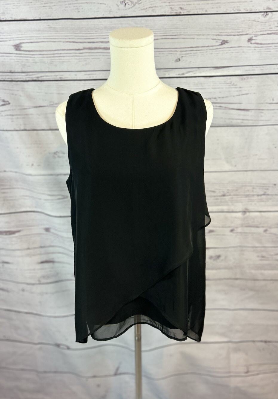Chico’s Black Layered Chiffon Tank Top Sleeveless Blouse NWT Size 1